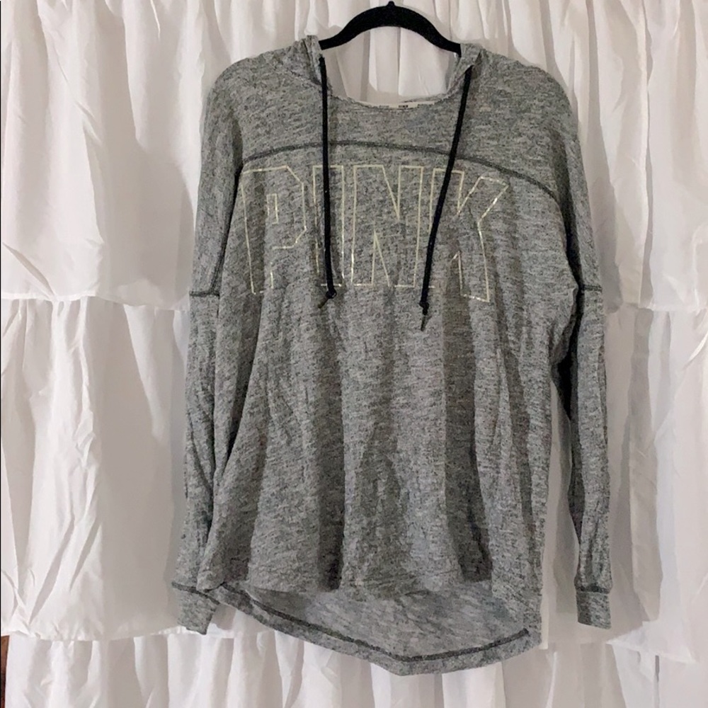 Light Grey Open Back Hoodie VS Pink